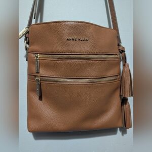 Annie Klien Tan Leather Crossbody Bag